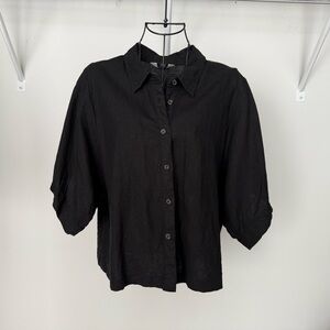 Banana Republic Black Women's Button-Down Linen Shirt